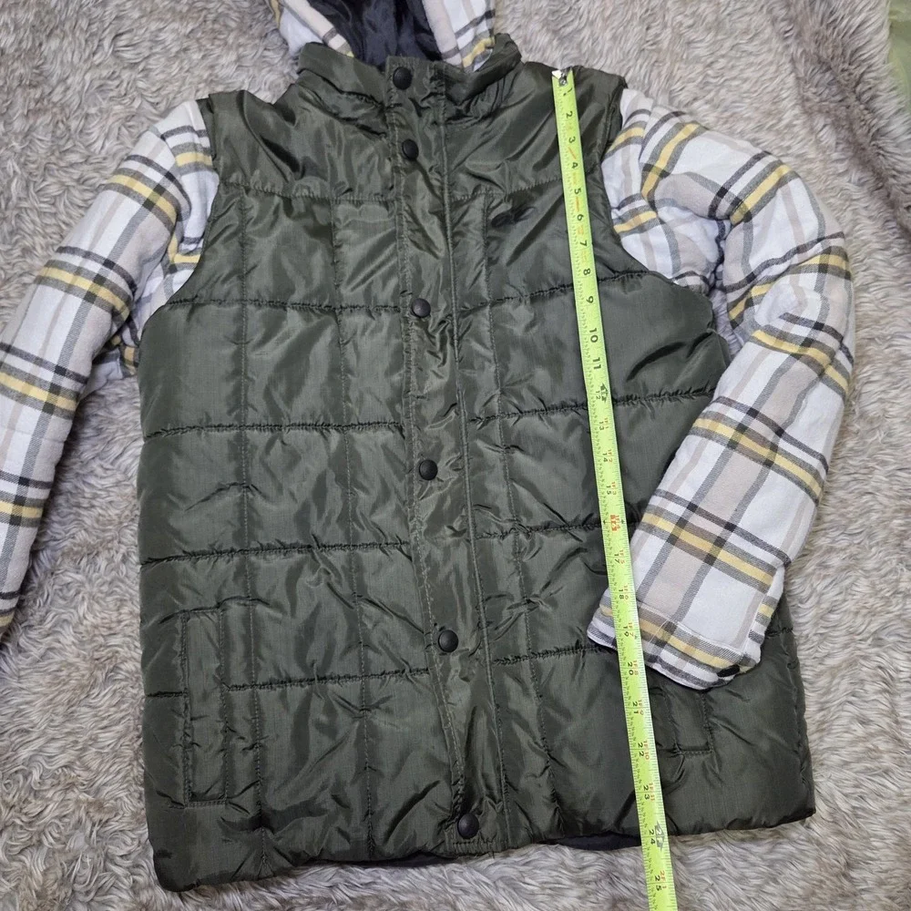 Nike 6.0‎ Youth XL Plaid Hooded 2fer Green Jacket Puffer Vest Style Y2K